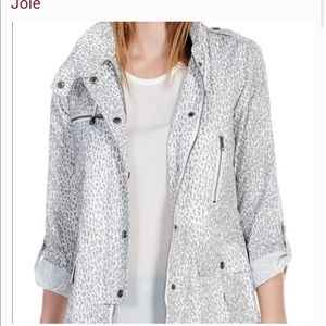 Joie Barker Anorak Grey Leopard Print NWOT XS